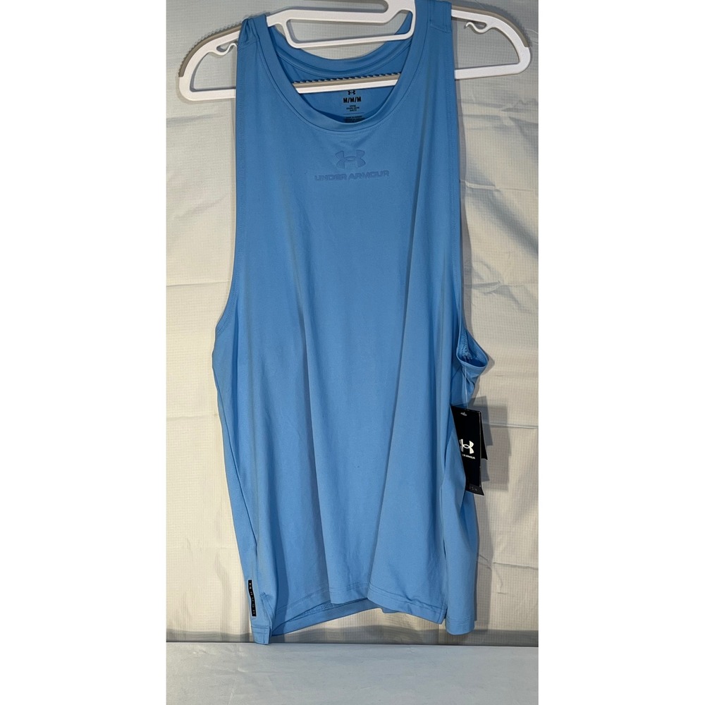 Under Armour Mens Rush Muscle Tank Top Blue Sleeveless Training Shirt 1352552 M